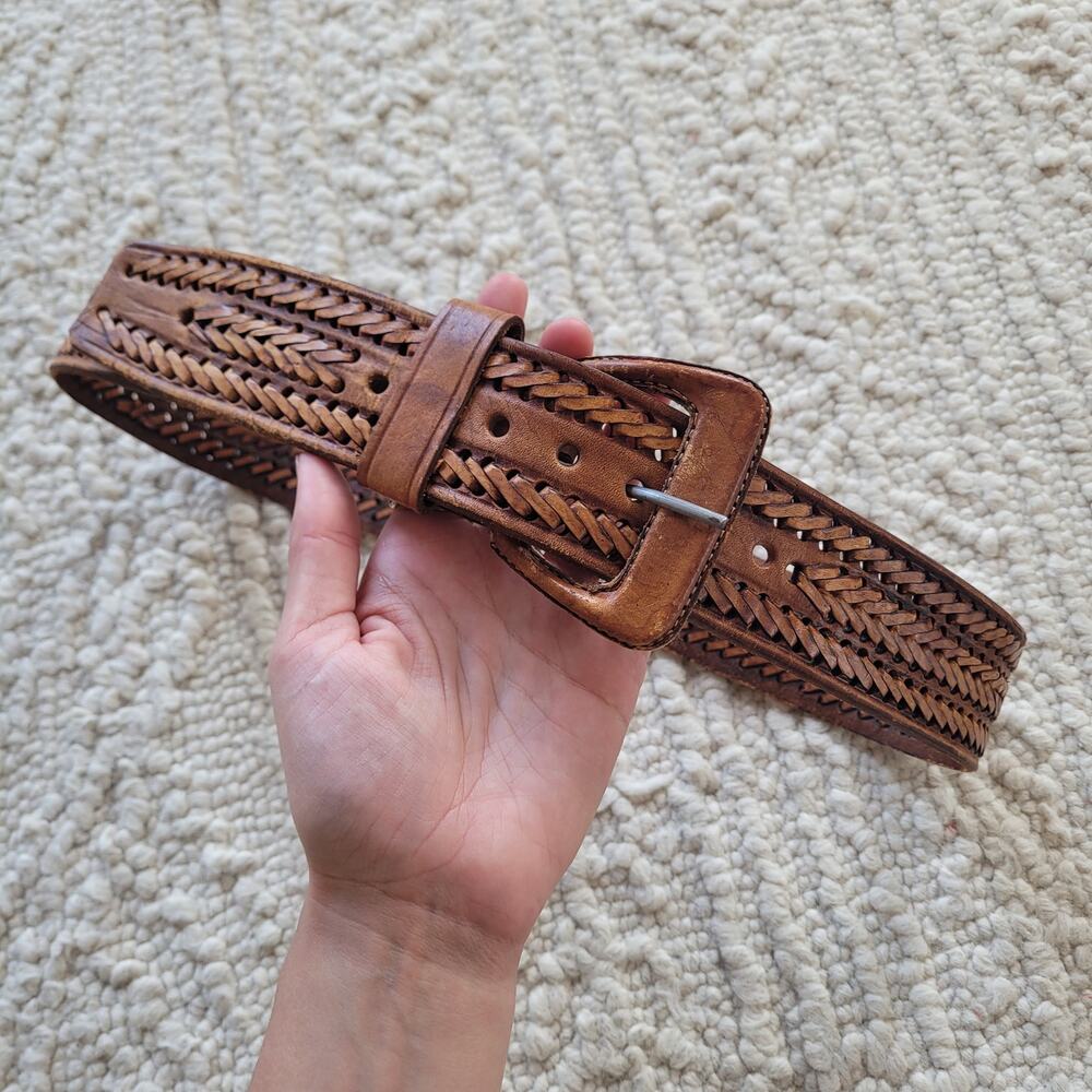 Vintage Braided Leather Belt Sz 34
